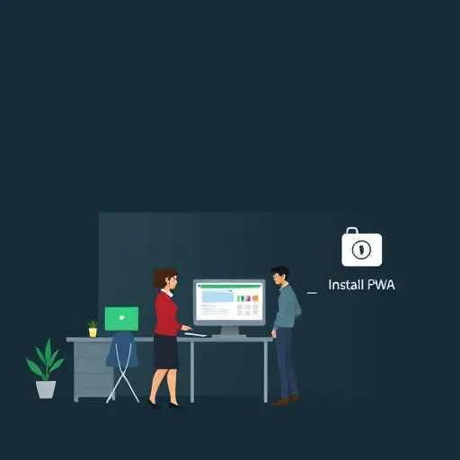 minimal animated flow showing secure steps: official website → install PWA →