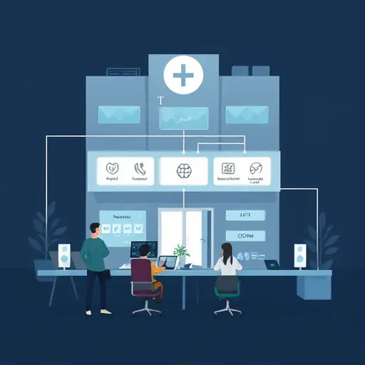 illustrated hospital IT architecture diagram showing AI service integrated via API to HIS/EHR, FHIR/HL7