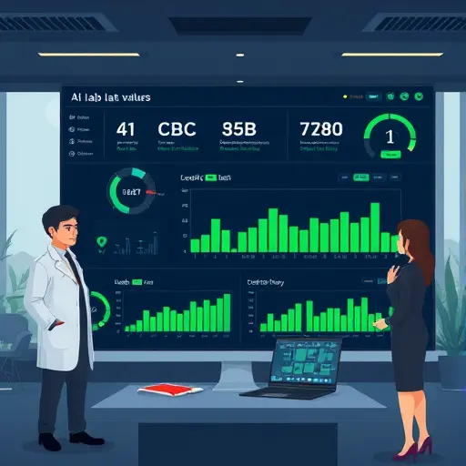 clean animated dashboard showing an AI analyzing lab test values (CBC, HbA1c, lipid profile)(#171717) with green highlights (#94d3a2)
