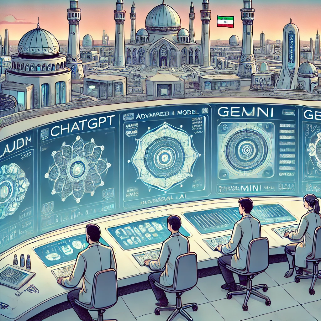 futuristic illustration of an AI dashboard showing multiple advanced models (ChatGPT, Claude, Gemini)