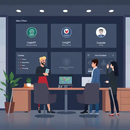 modern AI platform interface concept, dark-