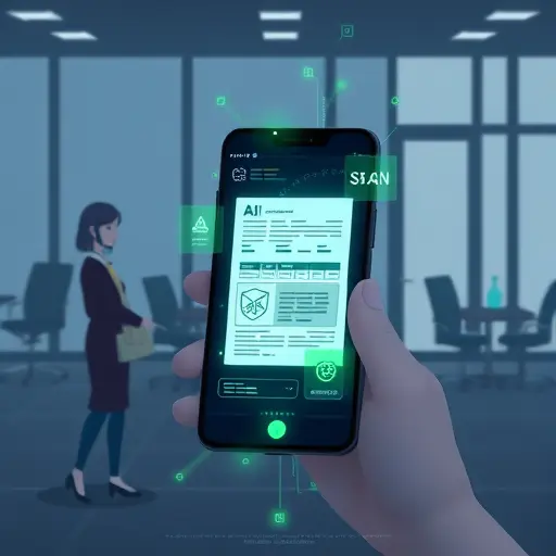 animated illustration of a smartphone scanning a medical lab report using AI, glowing OCR and analysis overlay, dark theme with green accent colors matching #94d3a2