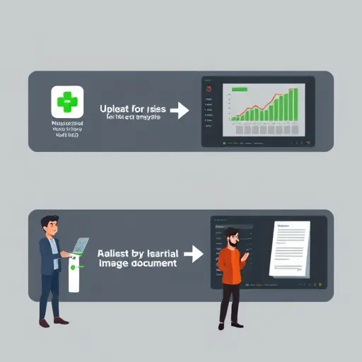 cartoon style step-by-step UI flow for medical image analysis: