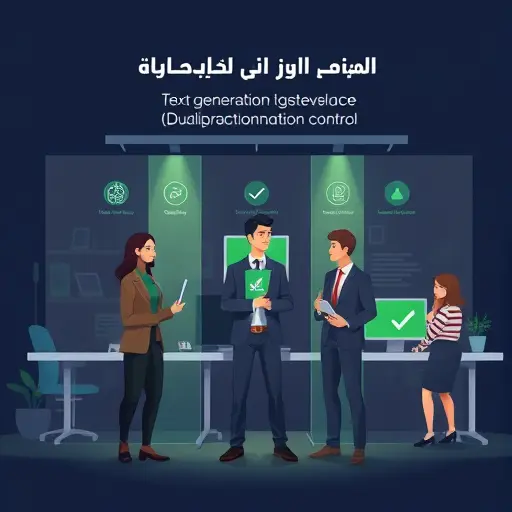 illustration of text generation quality assessment pillars (quality, coherence, hallucination control), shield and checklist icons, dark theme, green accent, text-free