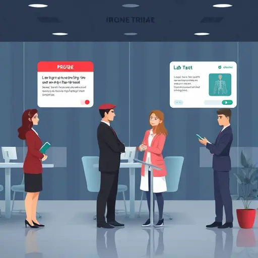 clean illustration of AI prompt cards for lab tests, blood and urine icons, x-