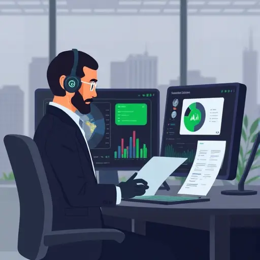 animated illustration of an AI assistant analyzing a medical lab report, dark-