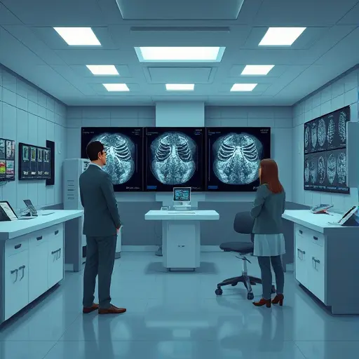 animated radiology lab with AI overlays on X-
