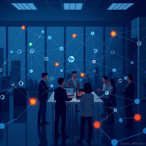 abstract neural network illustration with anomaly detection highlights, time-