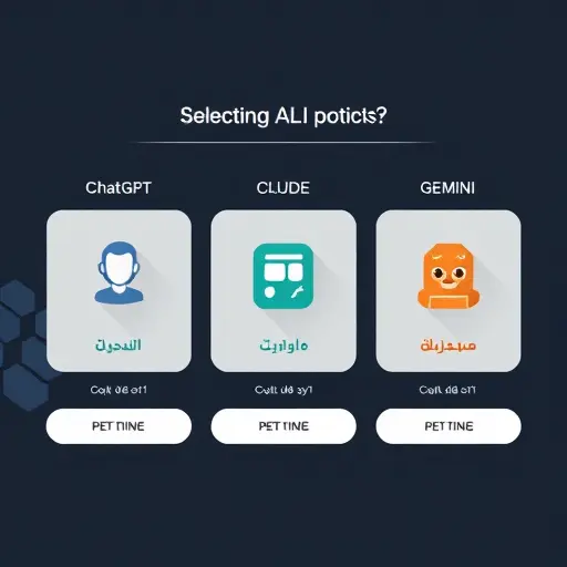 clean illustration comparing three AI options (generic icons for ChatGPT, Claude, Gemini)