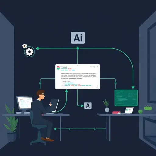 animated flow of AI-assisted debugging: