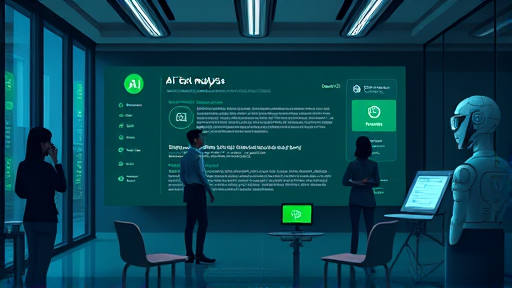 animated interface for free AI text analysis tool, highlighting automation and ease of use, cinematic lighting, accent green color, text-free