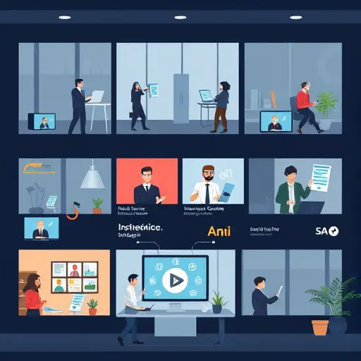 animated social media content grid:
