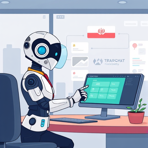 cartoon-style illustration of an AI assistant (robotic character)