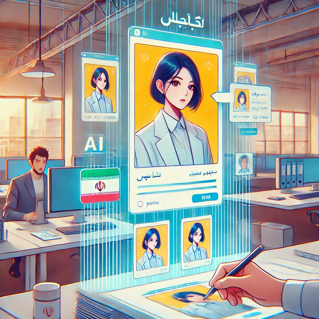 Persian AI platform interface, user uploading a photo, step-by-