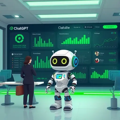 ; green highlights, friendly robot character, cartoon animation style, no text