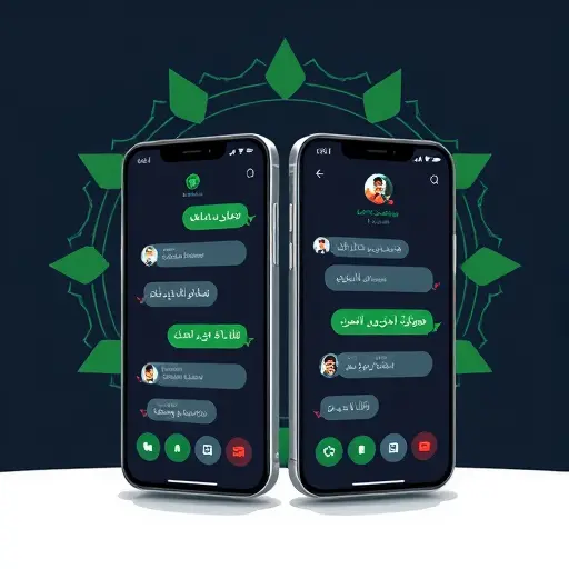 cartoon-style illustration of two smartphones (Android and iPhone)