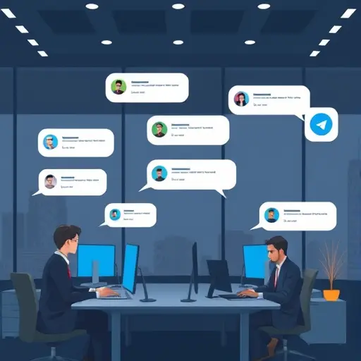 animated illustration of Telegram chat bubbles being translated in real-