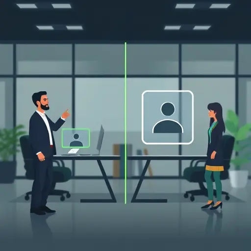 modern animated illustration of a comparison grid: left side blurry low-res image icon, right side crisp high-