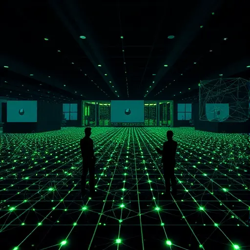 abstract neural network illustration enhancing pixel grid, AI nodes connecting to image tiles, cinematic lighting, dark background with green highlights, text-free, no real people