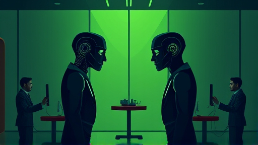 abstract representation of AI models comparing features, bright accent green and dark background, minimal design, no text