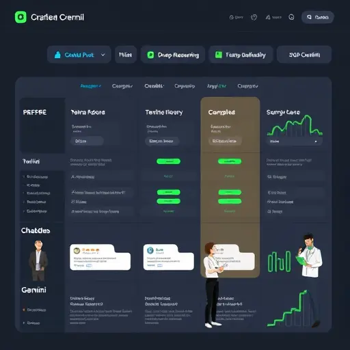animated comparison dashboard for ChatGPT, Claude, and Gemini, scenario-based evaluation (triage, deep reasoning, summarization)