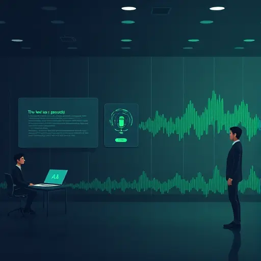 abstract illustration of AI text to speech pipeline: