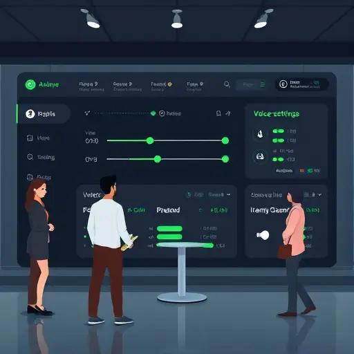 modern illustration of Iranian AI platform dashboard with voice settings sliders (speed, pitch)