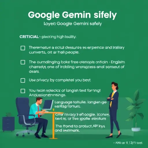 cartoon-style checklist of best practices for using Google Gemini safely:(role, goal, constraints)