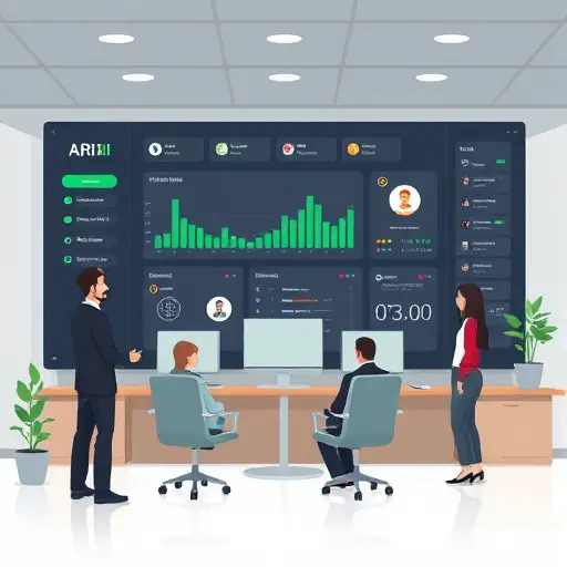 modern illustration of an Iranian AI platform dashboard (no text)