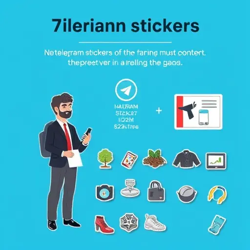 clean infographic-style illustration showing Telegram sticker specs: 512x512 size, PNG/