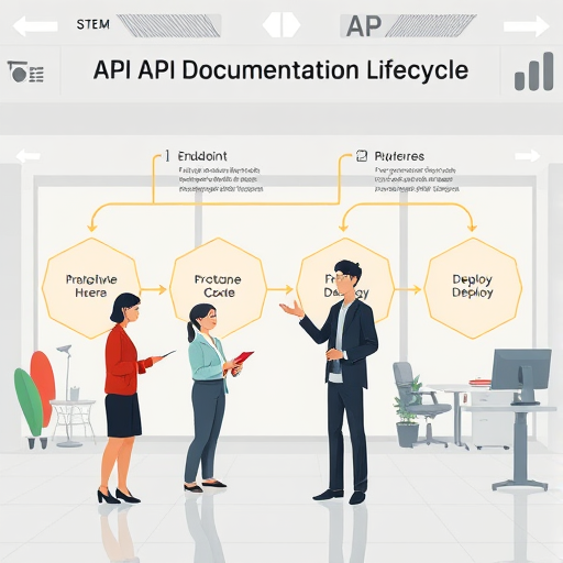 API documentation lifecycle diagram, steps: