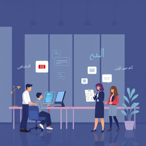 abstract cartoon-style illustration of mobile and web apps integrating AI text-to-