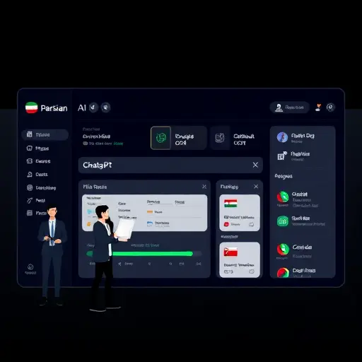 dark-(fa), output format options, progress bar, abstract icons for ChatGPT, Claude, Gemini (generic icons)