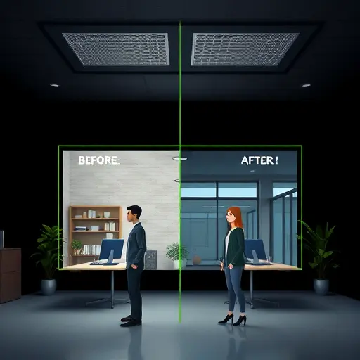 before and after photo enhancement frames, AI improvement concept, split-