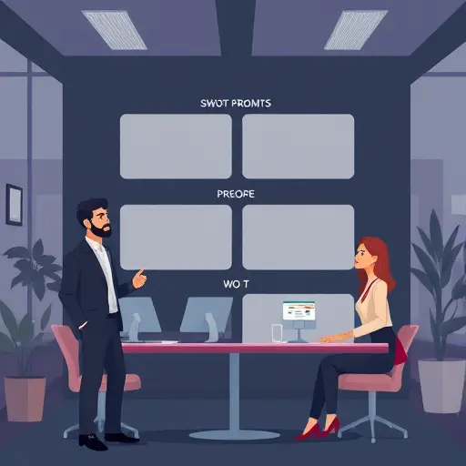 AI prompt interface mockup showing structured fields for SWOT prompts (S, W, O, T)