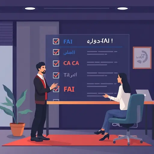 animated checklist and AI assistant creating FAQ content on a dark-