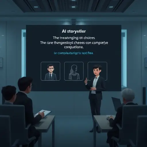 animated scene showing an AI storyteller presenting three meaningful choices, minimalist icons for consequences, elegant dark interface, cinematic lighting, no text