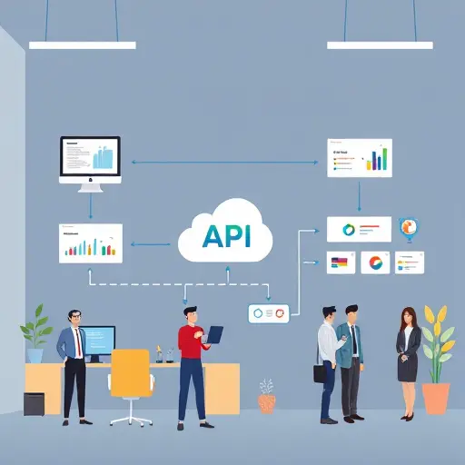 's IDE, an API dashboard, and connections to cloud-based AI models, in a tech-