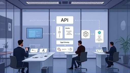 modern API architecture diagram illustration, animated data flow visualization from frontend app to GapGPT unified endpoint, showing connections to OpenAI, Gemini, Anthropic models, cinematic lighting, text-