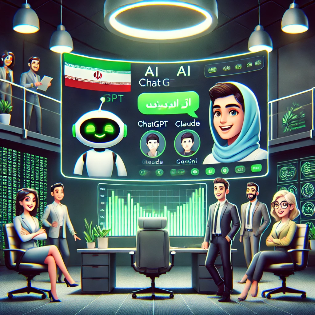 animated dashboard showing different AI chat models (ChatGPT, Claude, Gemini)