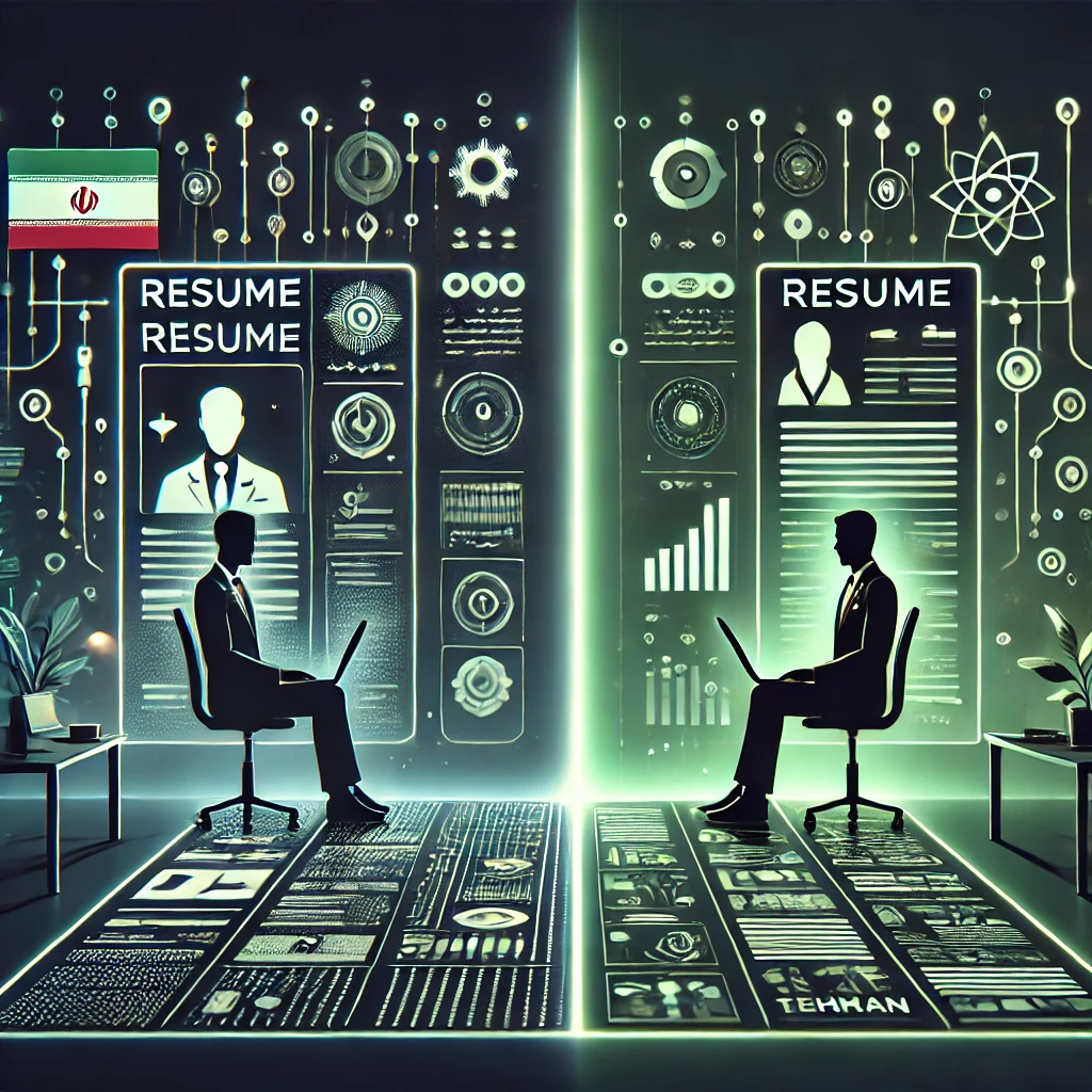 animated bilingual resume comparison, split-