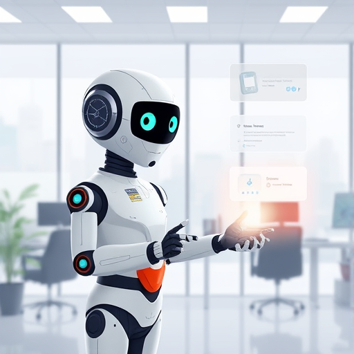 cartoon-style animation of an AI chatbot generating digital flashcards, futuristic interface, education and technology concept, text-free
