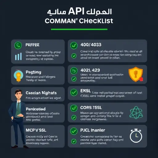 clean illustrated checklist of common AI API errors (401, 403, 429, CORS, SSL)
