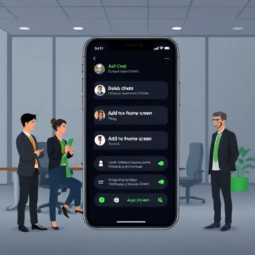 clean mobile PWA illustration showing an AI chat interface, add-to-home-
