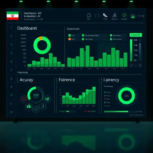 modern AI evaluation dashboard illustration with charts for accuracy, latency, fairness metrics;