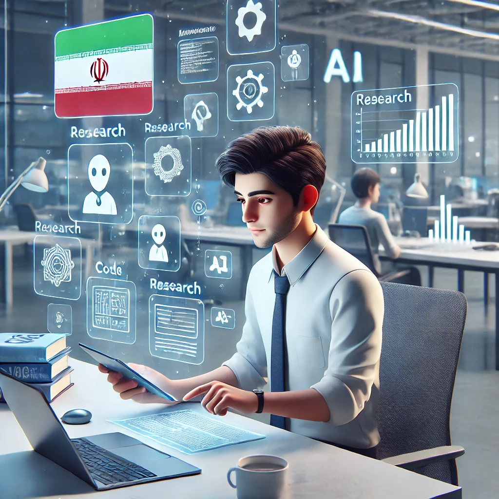 animated illustration of a student working with an AI-