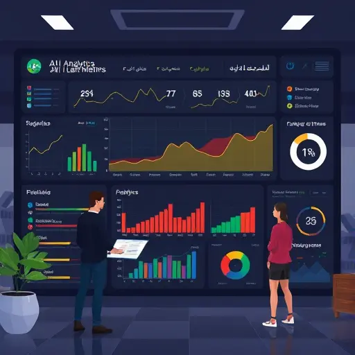 animated illustration of an AI analytics dashboard visualizing lab test metrics (accuracy, recall, ROC curve)