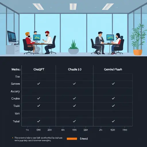 animated comparison chart of three AI models (ChatGPT GPT-4o, Claude 3.5 Sonnet, Gemini 2.0 Flash)