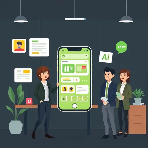 cartoon-style illustration of social media content creation with AI animation: