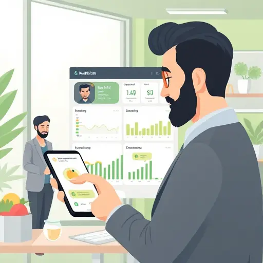illustration of an AI-powered nutrition dashboard analyzing user metrics (age, weight, activity)
